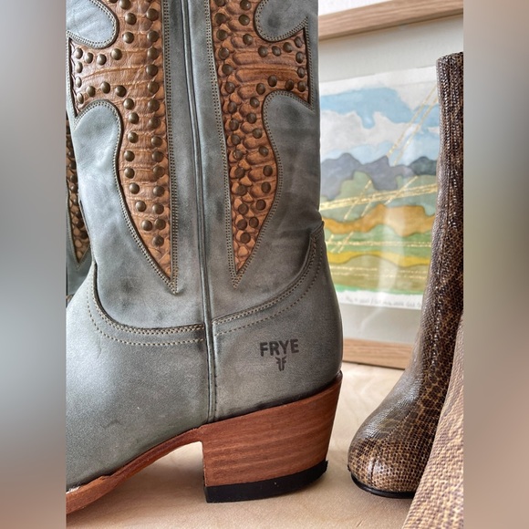 FRYE blue studded vintage daisy duke boots 7 - Picture 4 of 9
